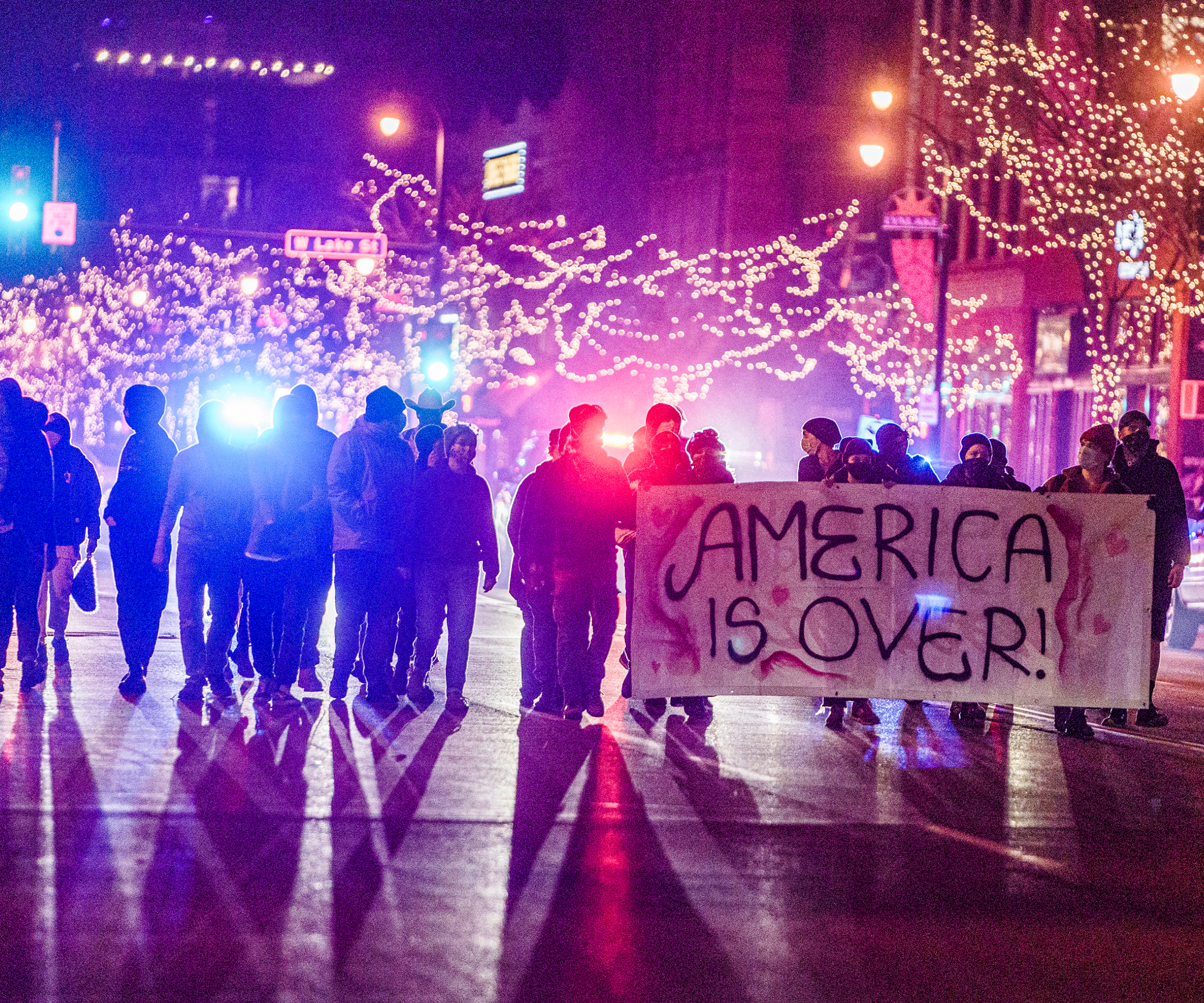 Protestors with Banner